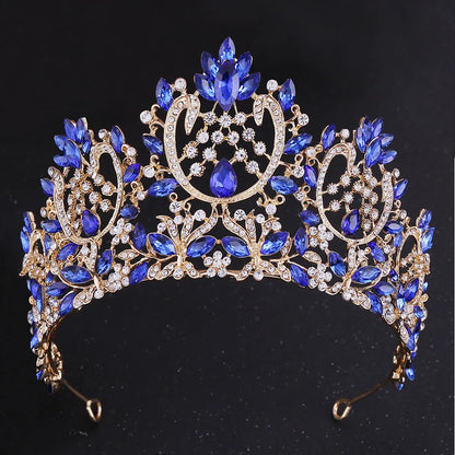 Baroque Luxury Crystal Rhinestone Tiaras and Crowns For Women Bride Vintage Prom Diadem Bridal Wedding Hair Accessories Jewelry