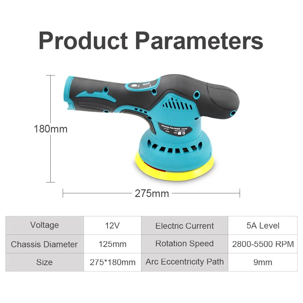 Polishing Machine For Car 12V Cordless Polisher 8 Gears 380W Automotive Electric Waxing Repairing Wireless Sander Polish