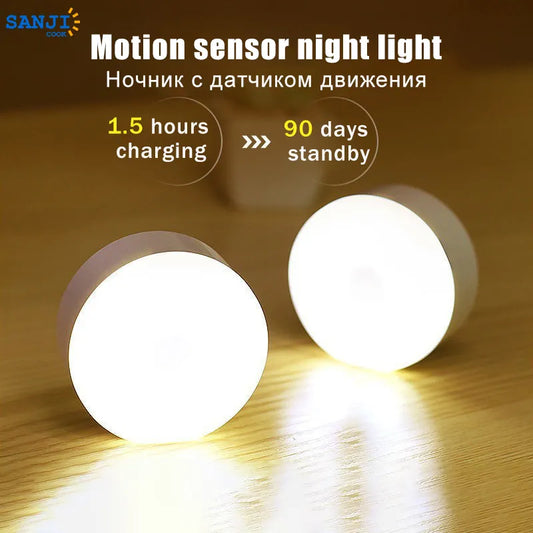 USB Motion Sensor Light Bedroom Night Light Room Decor LED Lamp Rechargeable Home Decoration For Corridors Room Aisles Lighting