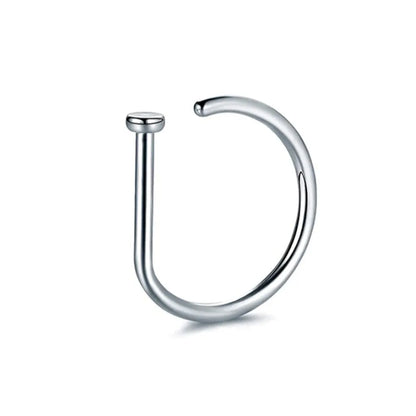 New Curved Barbells Fake Nose Piercing D Shaped Tragus Helix Stud Earring Hoop Septum Stainless Steel Ring Nostril Body Jewelry