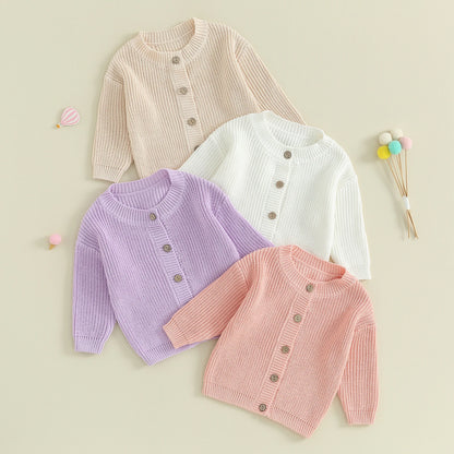 Infant Baby Girl Boy Knit Cardigan Sweater Coat Cute Long Sleeve Button Down Sweater Fall Winter Tops