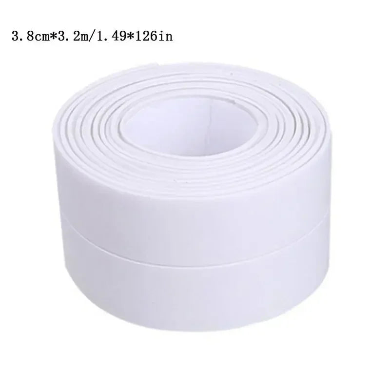 1m/3.2m PVC Waterproof Sealing Tape for Bathroom Sink, Shower, Bathtub and Toilet - Self Adhesive Wall Sticker