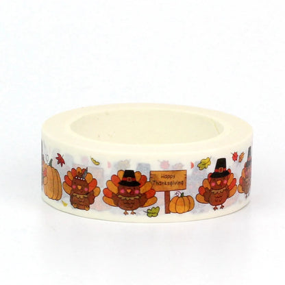 NEW 10pcs Deco Happy Thanks Giving Day Pumpkin Turkey Washi Tapes for Gift Wrap Masking Tape Cute Journal Stationery Supply