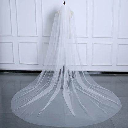 Wholesale White Ivory Cheap 3 Meter Cathedral Wedding Veil One-layer Long Cut Edge Bride Veils 2024