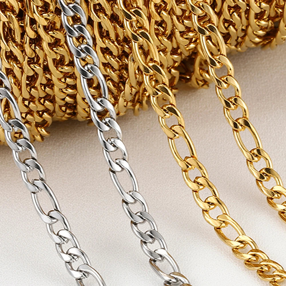 No Fade 2Meters Stainless Steel Chains for Jewelry Making DIY Necklace Bracelet Accessories Gold Chain Lips Beads Beaded Chain