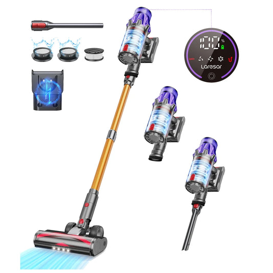 Laresar 2024 NEW V7 500W 50KPA Suction Power Cordless Vacuum Cleaner  Handheld smart Home appliance Removable Battery Dust Cup