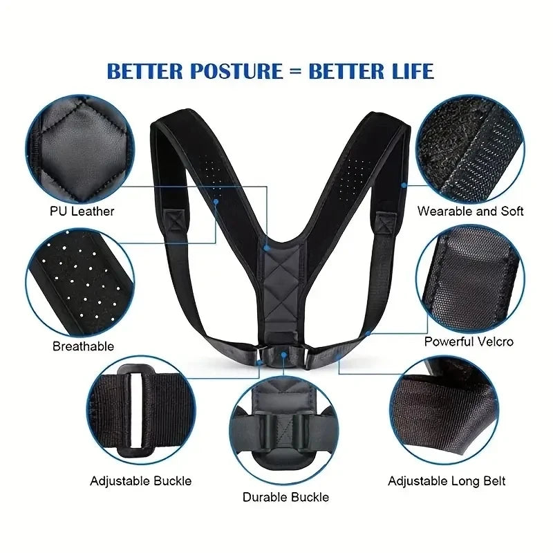 Posture Corrector Clavicle Spine Back Belt Adjustable Unisex Upper Back Shoulder Lumbar Posture Correction