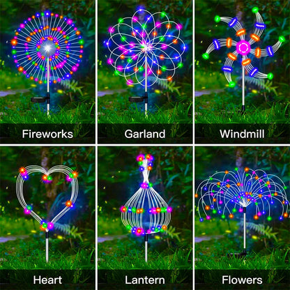 Solar LED Firework Fairy Lights Outdoor Waterproof Garden Decoration Lawn Pathway Solar Lamp