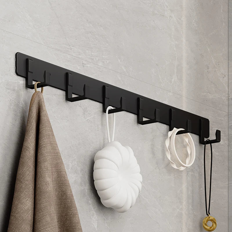 Space Aluminum Black Hook Bathroom Towel Hook Living Room Door Back Clothes Hook Simple Black Storage Hook To Save Space