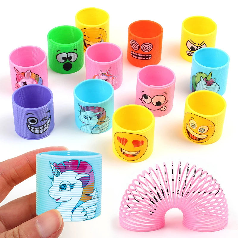 12PCS Rainbow Magic Springs Circle Toys Children Birthday Party Favors Giveaway Gifts Souvenir Kindergarten Guest Pinata Fillers