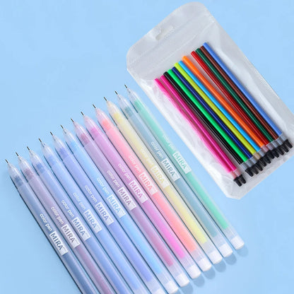 24/12PCS/Box Color Gel Pen Refill Set Kawaii 0.5mm Candy Colors Ballpoint Pens Student Office Writing Pens School Stationery