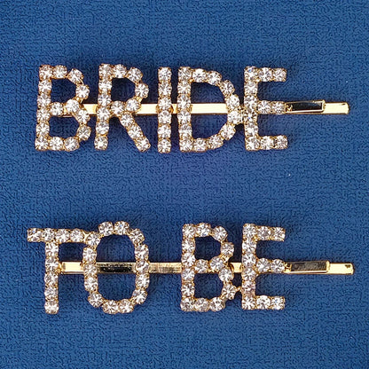 New 2 pieces Silver Bride To Be Rhinestone Word Hair Clips Barrettes Hairpins Small Hairgrips Headwear Hair Styling Accessories