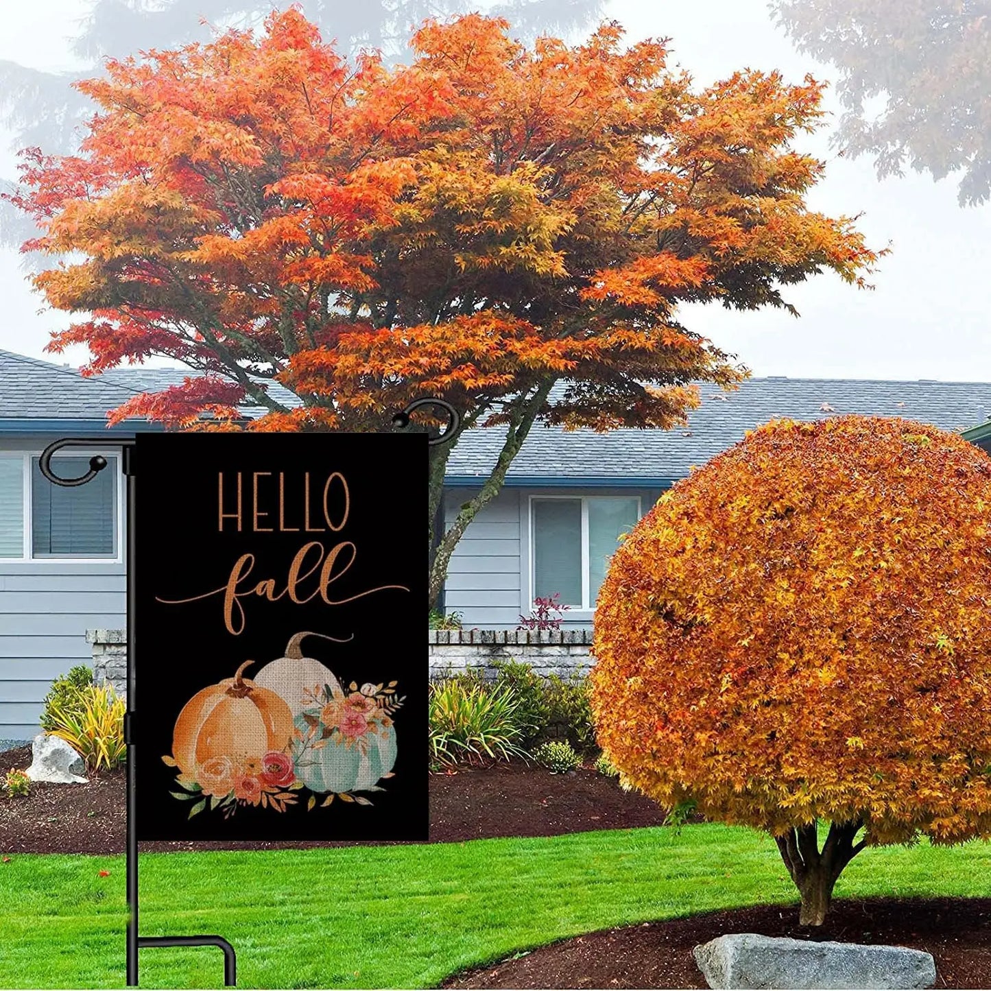 Fall Welcome Garden Flag Floral Thankgiving Double Sided Vertical Rustic Farmhouse Yard Seasonal Holiday Outdoor Decor 12×18 Inc