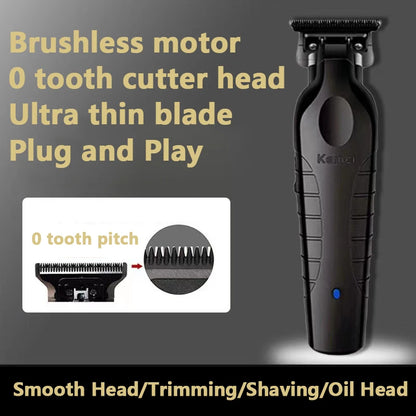 Kemei 2299 Barber Cordless Hair Trimmer 0mm Zero Gapped Carving Clipper Detailer Professional Electric Finish Cutting Machine