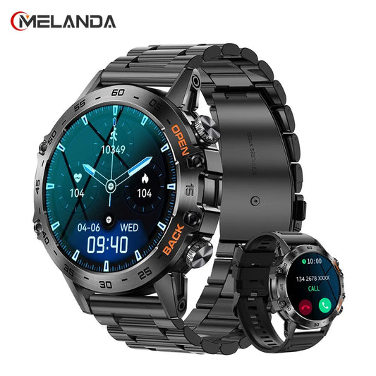 MELANDA Steel 1.39" Bluetooth Call Smart Watch Men Sports Fitness Tracker Watches IP67 Waterproof Smartwatch for Android IOS K52