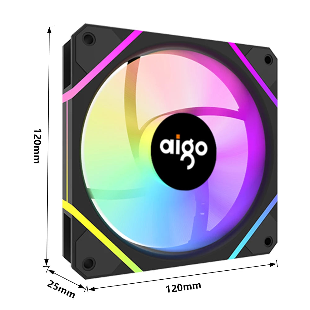 Aigo AM12PRO Rgb Fan Ventoinha PC 120mm Computer Case Fan Kit Water Cooler 4pin PWM CPU Cooling Fans 3pin5v argb 12cm Ventilador