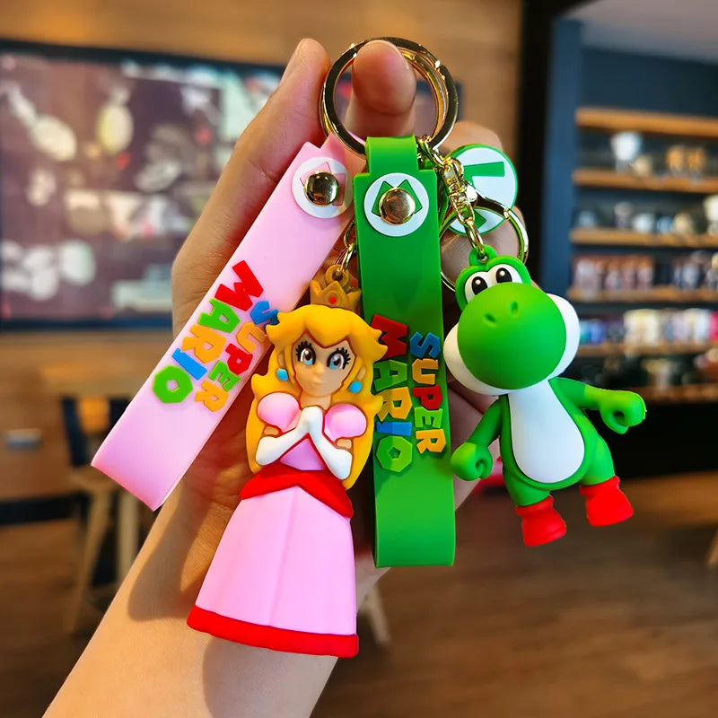 10styles Super Mario Keychain Mario Bros Luigi Toad Yoshi Bowser Action Figure Model Pvc Cartoon Bag Doll Pendant Toys Gift