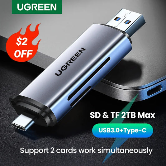 UGREEN Card Reader USB3.0&USB C to SD MicroSD TF Thunderbolt 3 for PC Laptop Accessories Smart Memory Cardreader SD Card Adapter