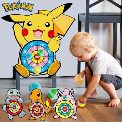 Pokemon Children Cartoon Pikachu Squirtle Dart Board Sticky Ball Family Sports Game Interactive Educational Toy Birthday Gift