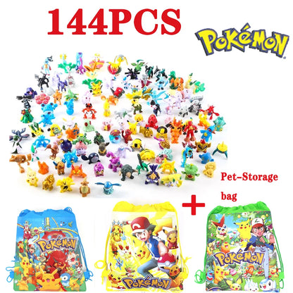 144 Style Pokemon Figure Toys Anime Pikachu Action Figure Model Ornamental Decoration Collect Toys For Children's Christmas Gift