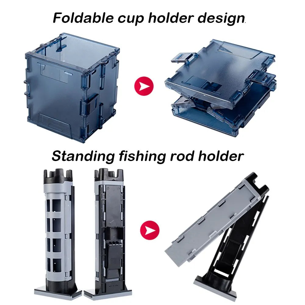 Fishing Tackle Box 19.5L Multifunction Large Capacity Stand Rod Holder Cup Holder High Quality Plastic Handle Fishing Box