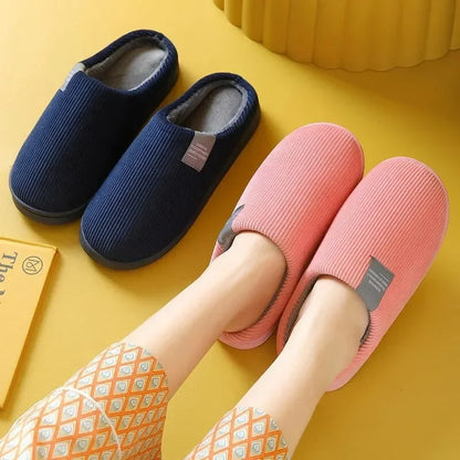 Women's Men's Thick Soft Bottom Home Slippers Household Plush Slippers Anti-slip Thermal Slippers Indoor Winter