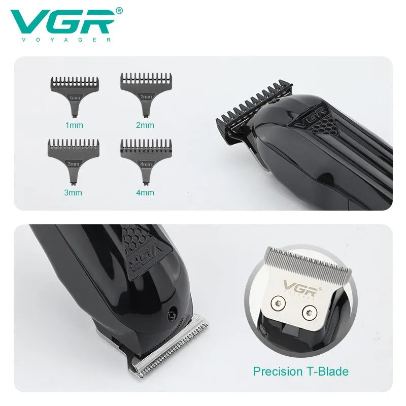 VGR Hair Trimmer Professional Hair Clipper Electric T-Blade Hair Cutting Machine 0mm LED Display Barber Trimmer for Men V-982