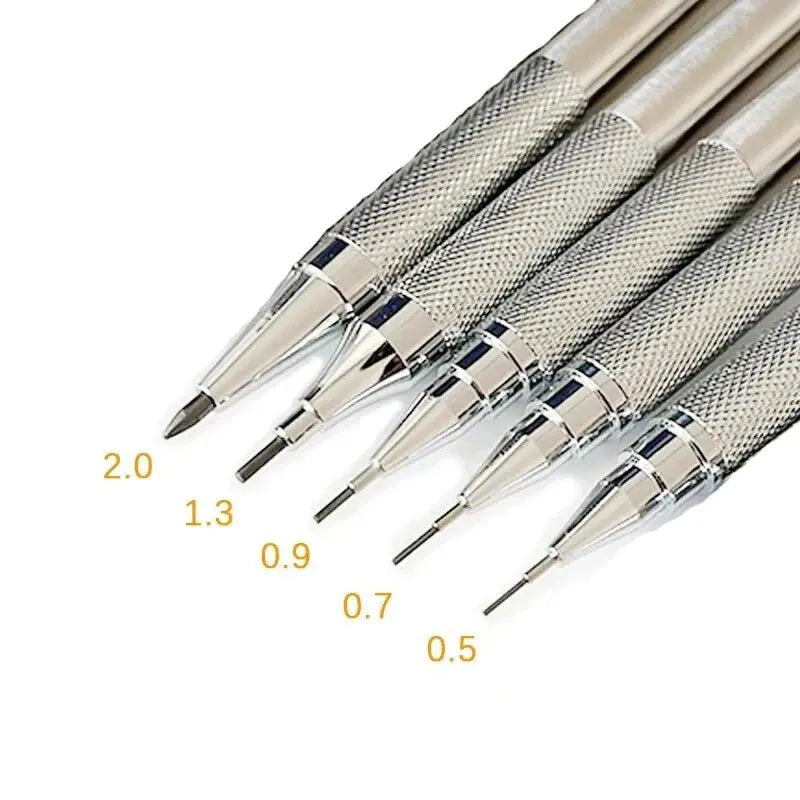 Metal Mechanical Pencil Set 0.5 0.7 0.9 1.3 2.0mm Art Drawing Painting Automatic Pencil with Leads Office School Supplies