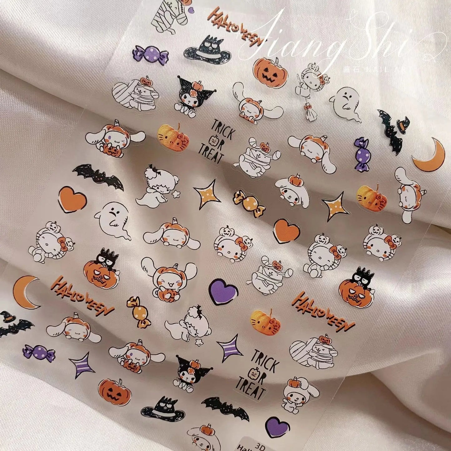 1 sheet Cute ghost nail Halloween cartoon cute Kulomi big eared dog Melody hellokitty nail sticker