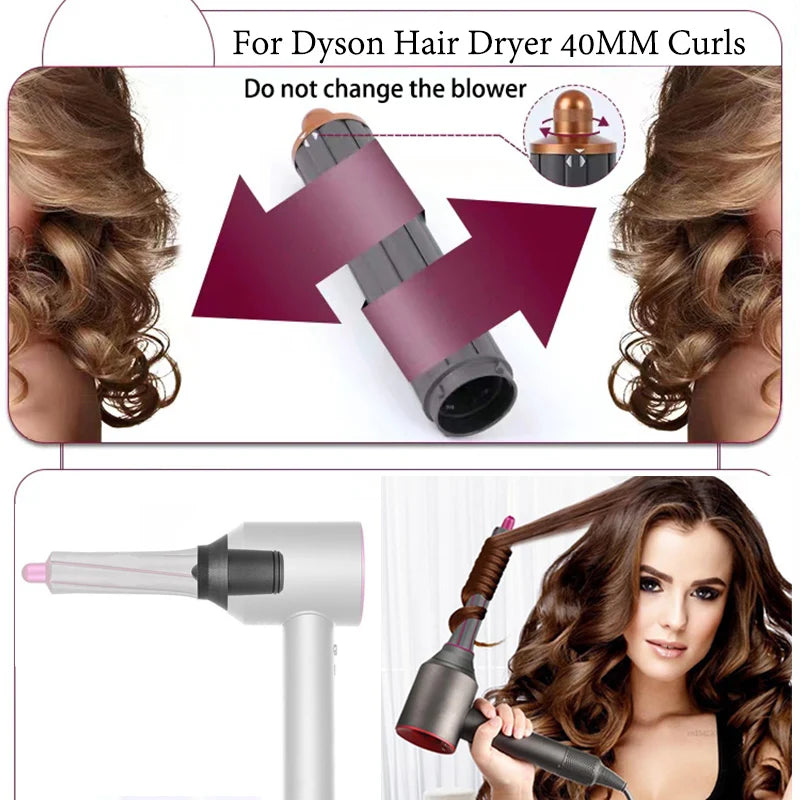 Hair Dryer Curling Attachment 40mm Automatic Curling Nozzle For Dyson Supersonic Hair Dryer Accessories Air Styler Cylinder Comb