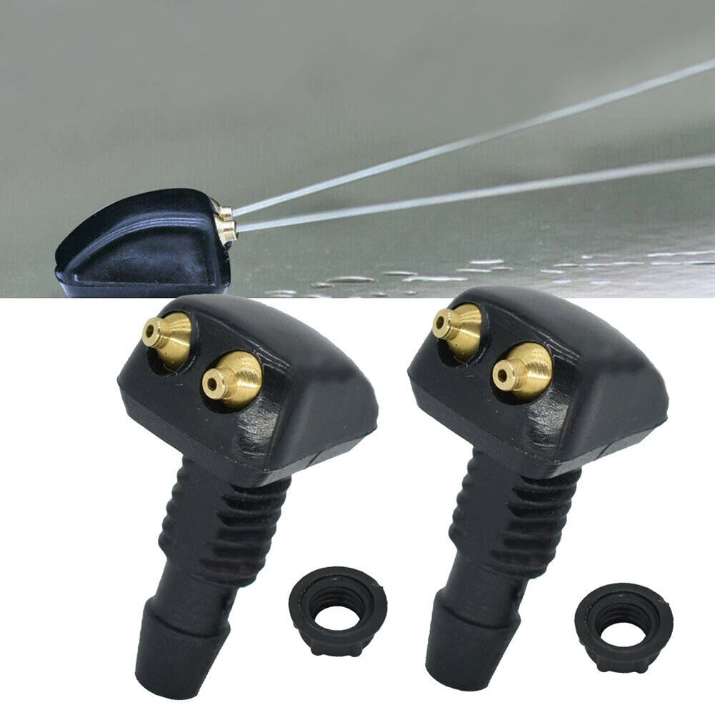 Sale 2Pcs Car Windshield Wiper Washer Spray Nozzle Fits Most Car Models Car Dual Holes Windshield Washer Nozzle Water Spray