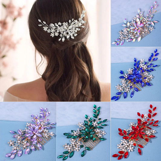 Pearl Crystal Flower Bridal Hair Combs Rhinestone Hair Jewelry Wedding Accessories Bridal Tiara Headband Prom Pearl Headwear