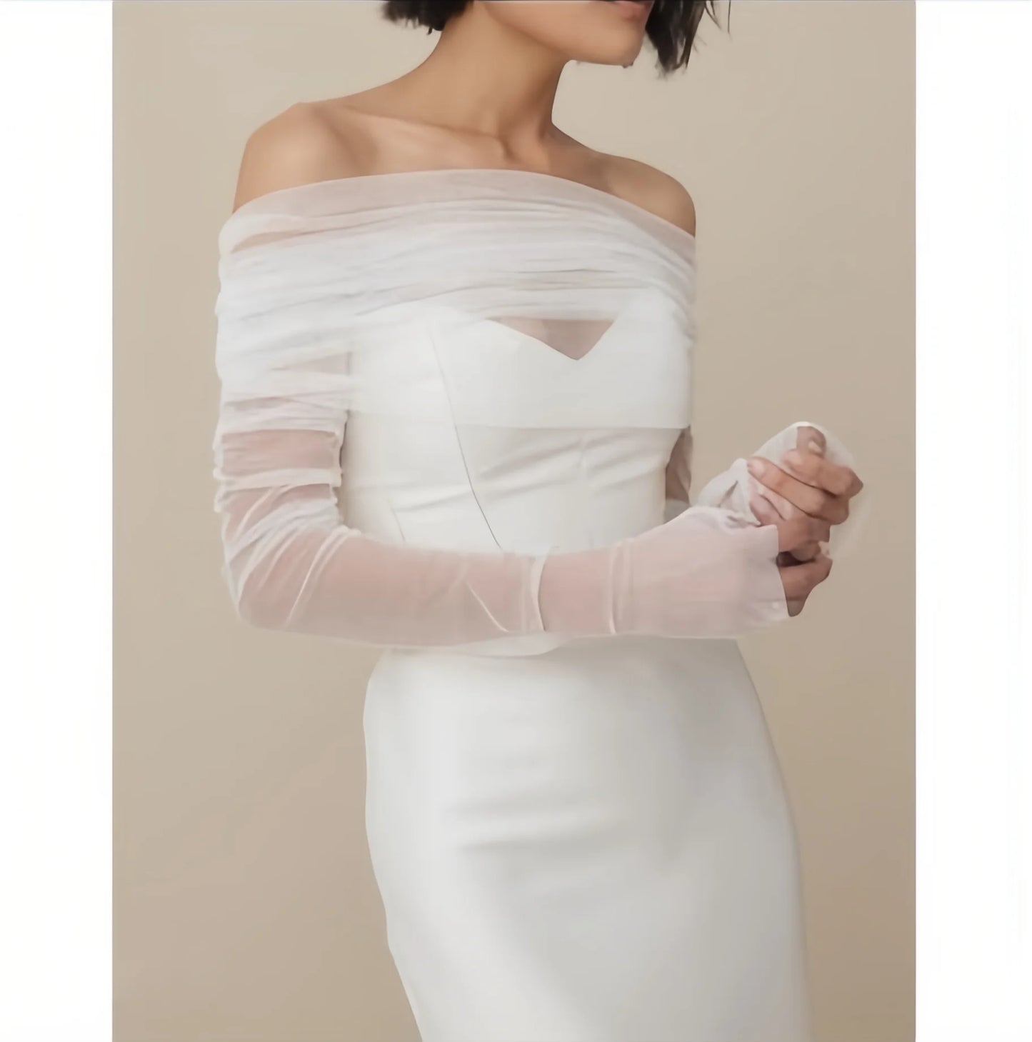 VG73 Bride Wrap Set Detachable Sleeve Bridal Shoulders Wedding Cover Party Bolero Woman Transparent Jacket  Removable Gloves