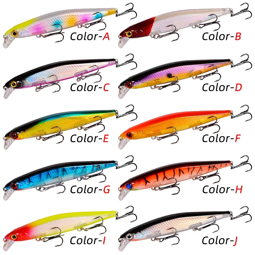 1Pcs Floating Wobbler Minnow Laser Fishing lure 11mm 12g Crankbait Artificial Hard Bait Bass Lure Plastic Fish Fishing Tackle