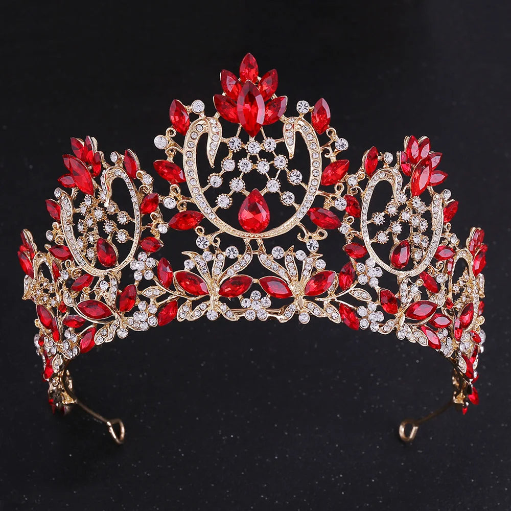 Baroque Luxury Crystal Rhinestone Tiaras and Crowns For Women Bride Vintage Prom Diadem Bridal Wedding Hair Accessories Jewelry