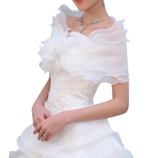 New Wedding Bolero Ruffles Short Women Bridal Cape Red White Cloak Cheap Wedding Accessories