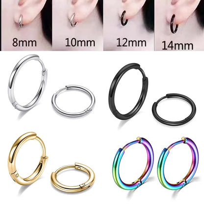 2022 New Simple Stainless Steel Small Hoop Earrings for Women Men Cartilage Ear Piercing Jewelry Pendientes Hombre Mujer