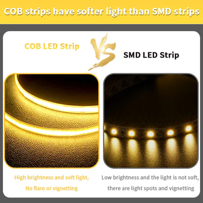 Linear Dimmable 24V 12V COB LED Strip Lights 8mm 320LEDs/M Flexible LED Tape Ribbon for Room Decor 3000K 4000K 6000K 1M 5M 10M