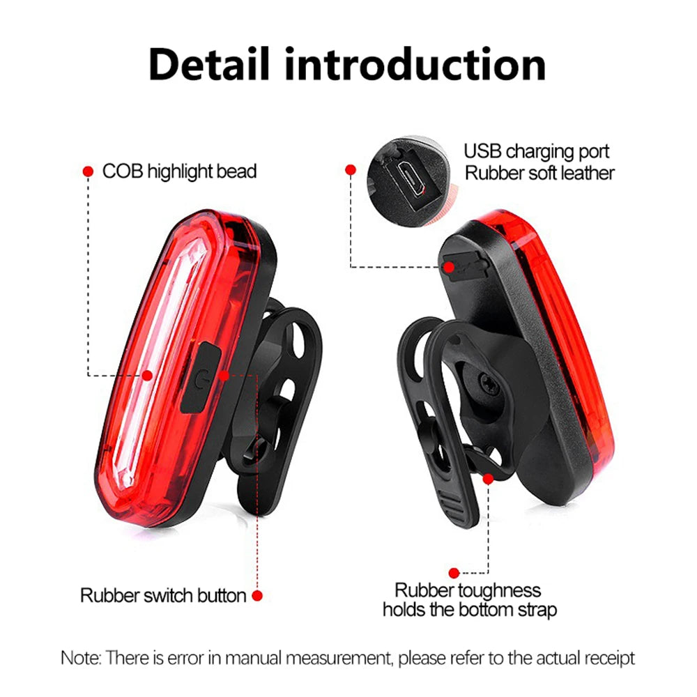 Bike Tail Light LED Bike Front Rear Light Bicycle Waterproof USB Rechargeable Mountain Riding Cycling Tail Lamp Bicycle Light