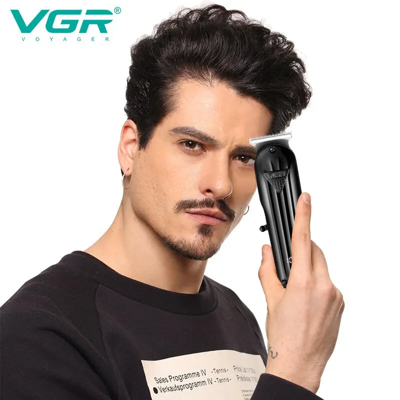 VGR Hair Trimmer Professional Hair Clipper Electric T-Blade Hair Cutting Machine 0mm LED Display Barber Trimmer for Men V-982