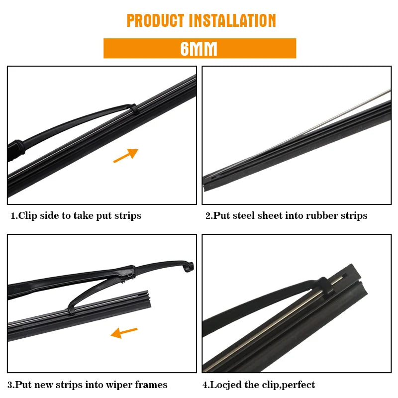 1PCS Windshield Windscreen 8MM 6MM 14"16"17"18"19"20"21"22"24"26"28" Car Wiper Blade Replacement Insert Refill Rubber Strip