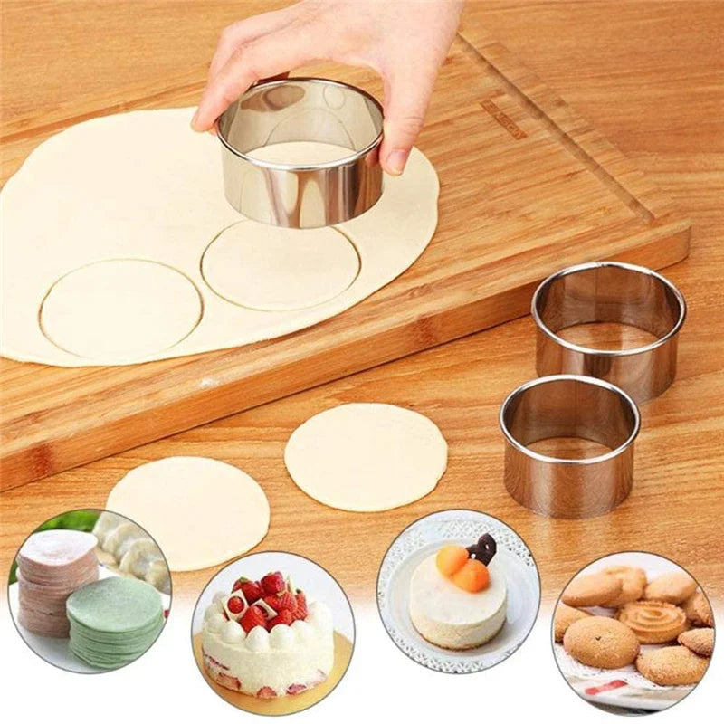 5PCS Round Stainless Steel Biscuit Mold Dumpling Skin Cutting Mold DIY Biscuit Pastry Cake Baking Tools Kitchen Baking Gadget