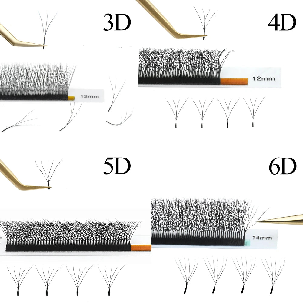 NAGARAKU Automatic Flowering W Shape  Bloom 3D 4D 5D 6D Premade Fans Eyelash Extensions Natural Soft Light Full Dense