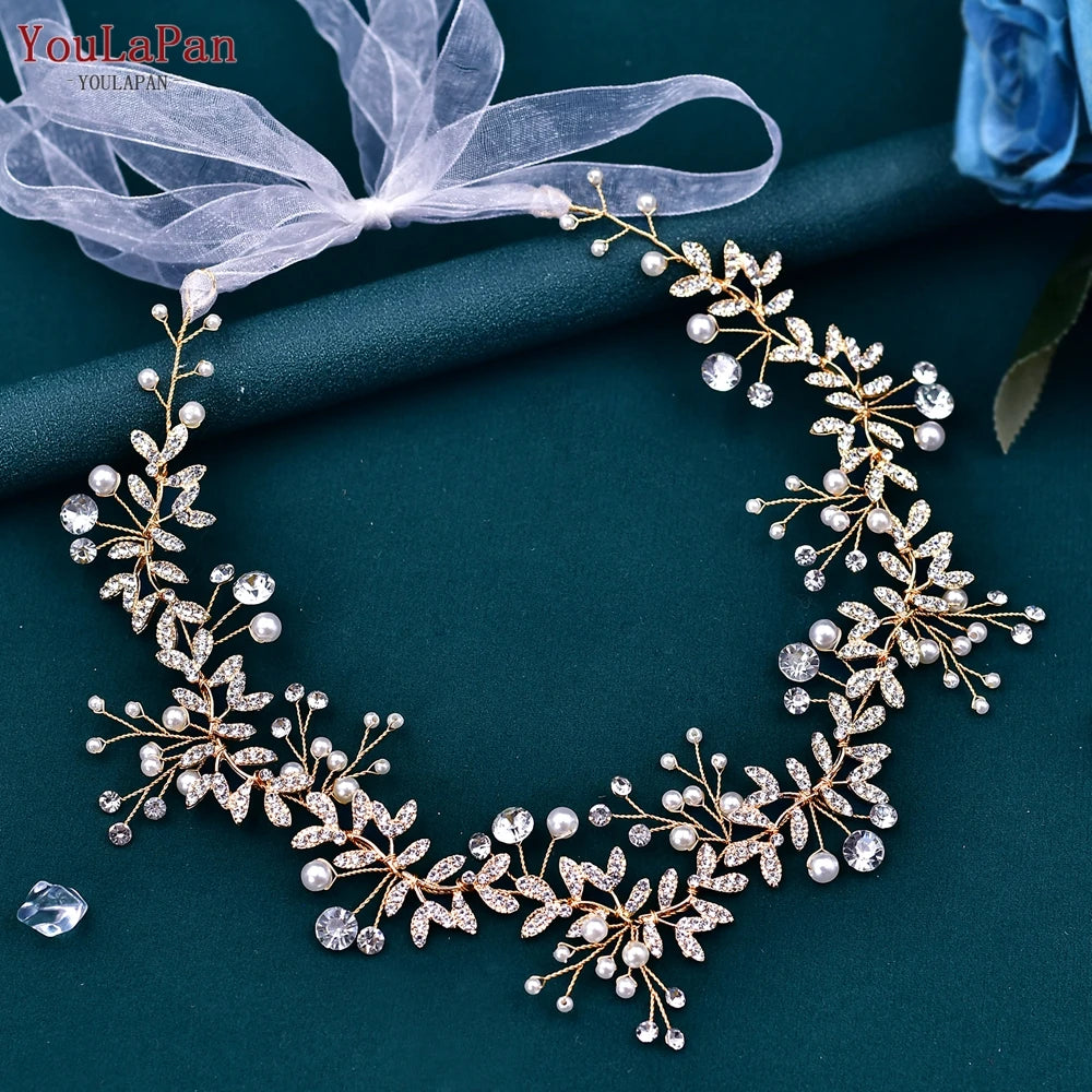 YouLaPan SH233 Rhinestone Wedding Dress Sash Belt Alloy Leaf Bridal Belts Women Robe Evening Gown Belt Wedding Accessories