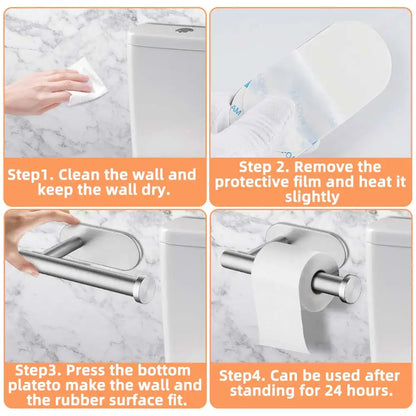 Self Adhesive Toilet Paper Towel Holder Stainless Steel Wall Mount  No Punching Tissue Towel Roll Dispenser for Bathroom Kitchen