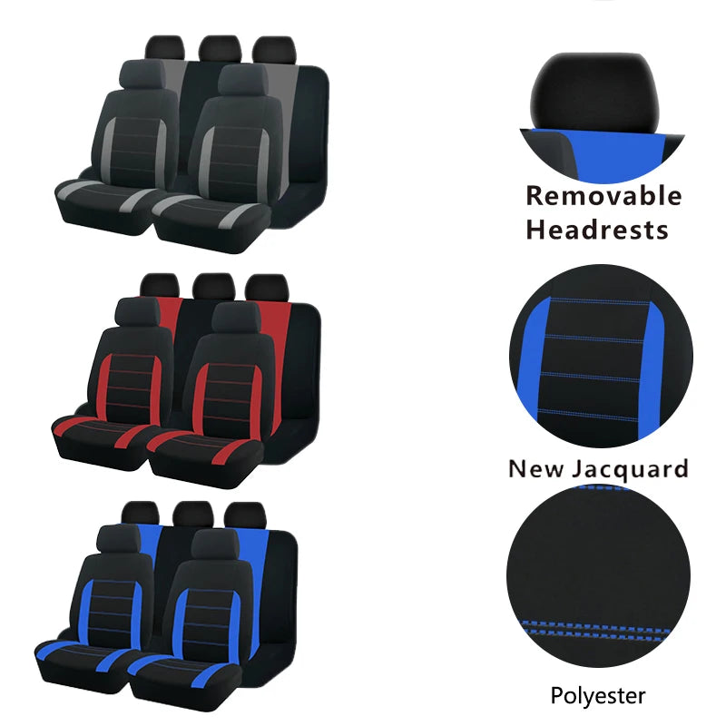 AUTO PLUS Sports Universal Polyester Car Seat Cover Set Fit Most Car Plain Fabric Bicolor Stylish Car Accessories Seat Protector