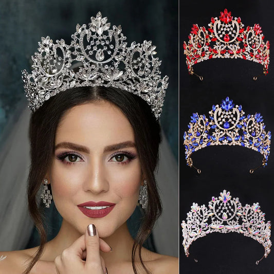 Baroque Luxury Crystal Rhinestone Tiaras and Crowns For Women Bride Vintage Prom Diadem Bridal Wedding Hair Accessories Jewelry