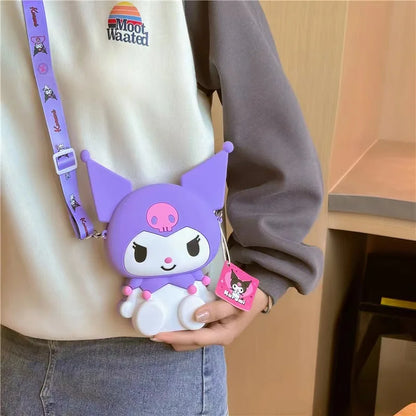 Sanrio Hello Kitty Lovely Kawaii Fashion Bag Princess Small Storage Silicone Purse Anime Cartoon Figures Model Toys Kids Gift