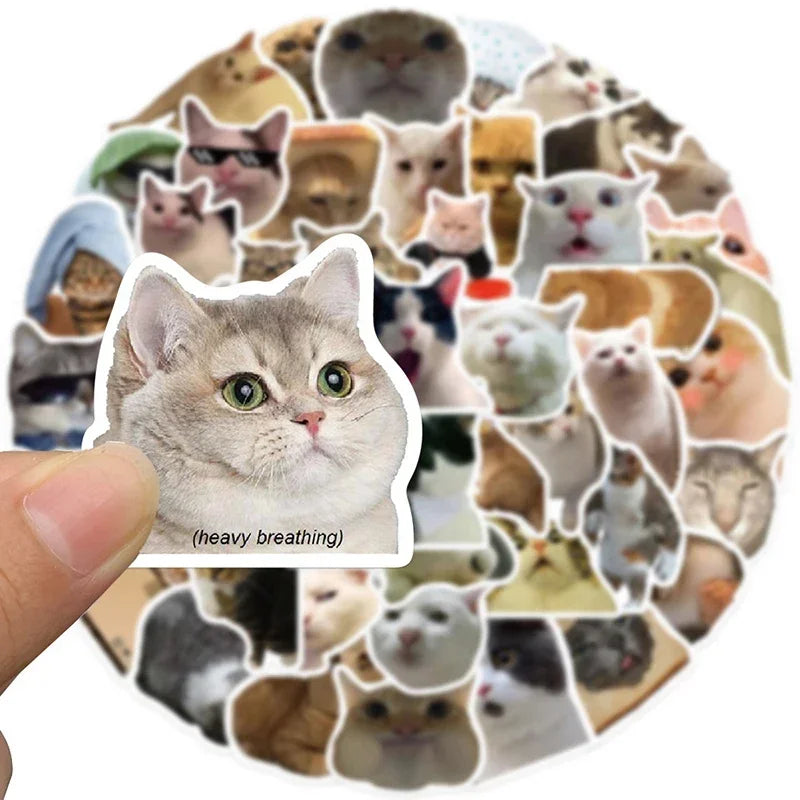 10/30/50PCS Kawaii Cat Mood PVC Graffiti Sticker Sticky Aesthetic Decorative Scrapbook DIY Child Phone Stationery Supply for Kid