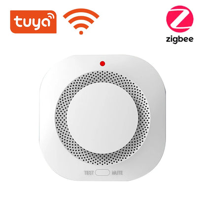 Tuya Smart WiFi/Zigbee Smoke Detector Smart Fire Alarm Progressive Sound Photoelectric Smoke Sensor Work with Tuya Zigbee Hub